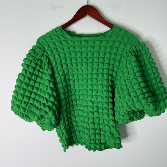 Anthropologie Green Textured Blouse - Picture 5 of 11